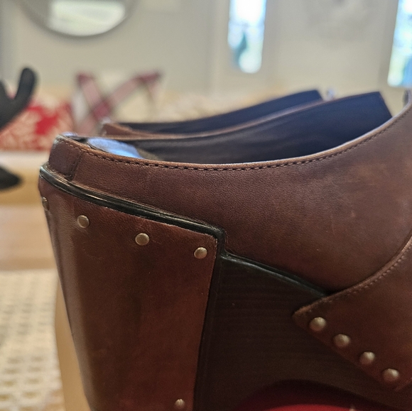 Dansko Leather Wedge Clogs Brown Studded 39 - Picture 5 of 11